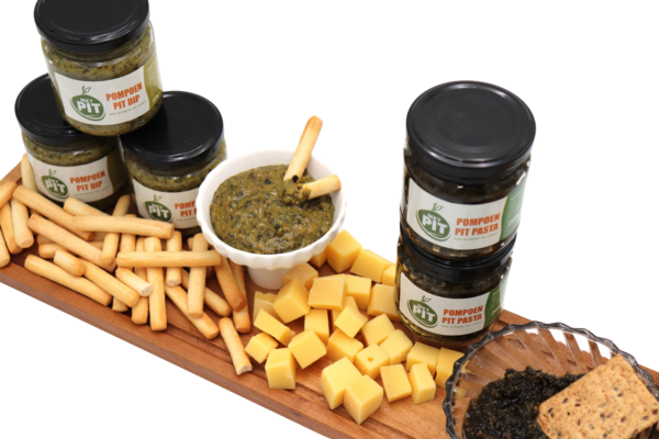 Met PIT, pompoenpit dip en pasta